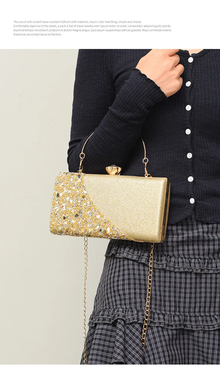 Explosions  New Rhinestone-encrusted Evening Bag High-grade Texture Evening Dress Clutch Bag Chain Shoulder Bag display picture 19