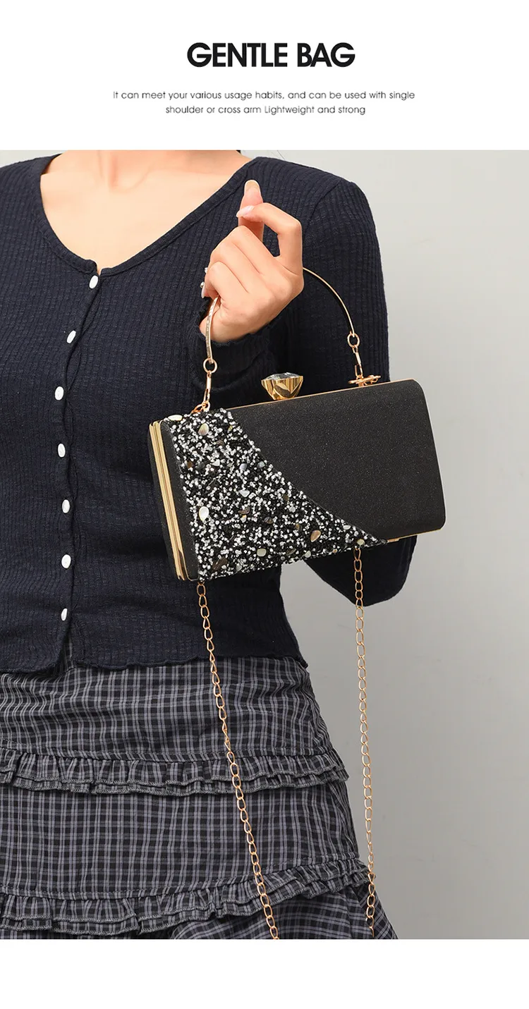 Explosions  New Rhinestone-encrusted Evening Bag High-grade Texture Evening Dress Clutch Bag Chain Shoulder Bag display picture 20