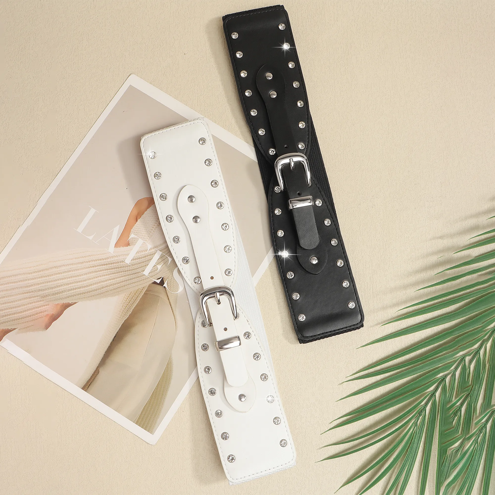 Casual Elegant Sexy Solid Color Pu Buckle Rhinestones Women's Chain Belts display picture 2