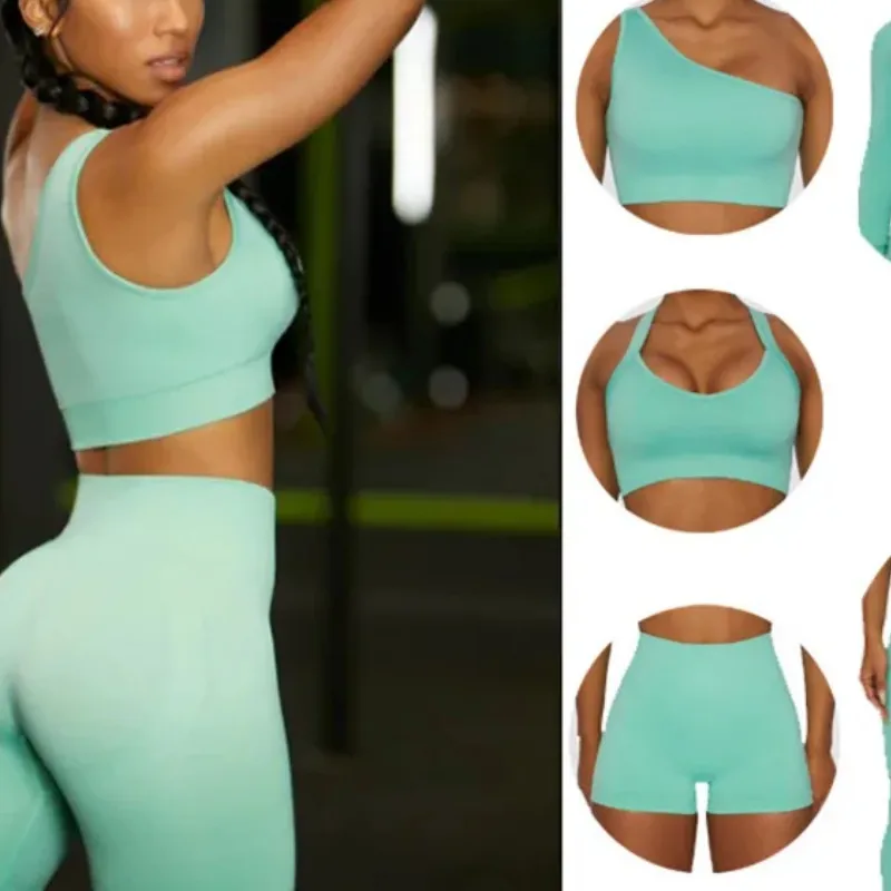 Basic Classic Style Solid Color Nylon Spandex Racerback Neck Tracksuit Racerback Tank Tops Skinny Pants display picture 1