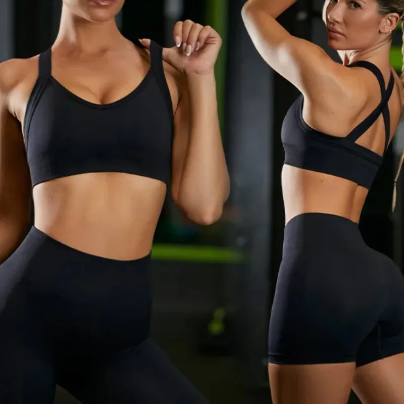 Basic Classic Style Solid Color Nylon Spandex Racerback Neck Tracksuit Racerback Tank Tops Skinny Pants display picture 3
