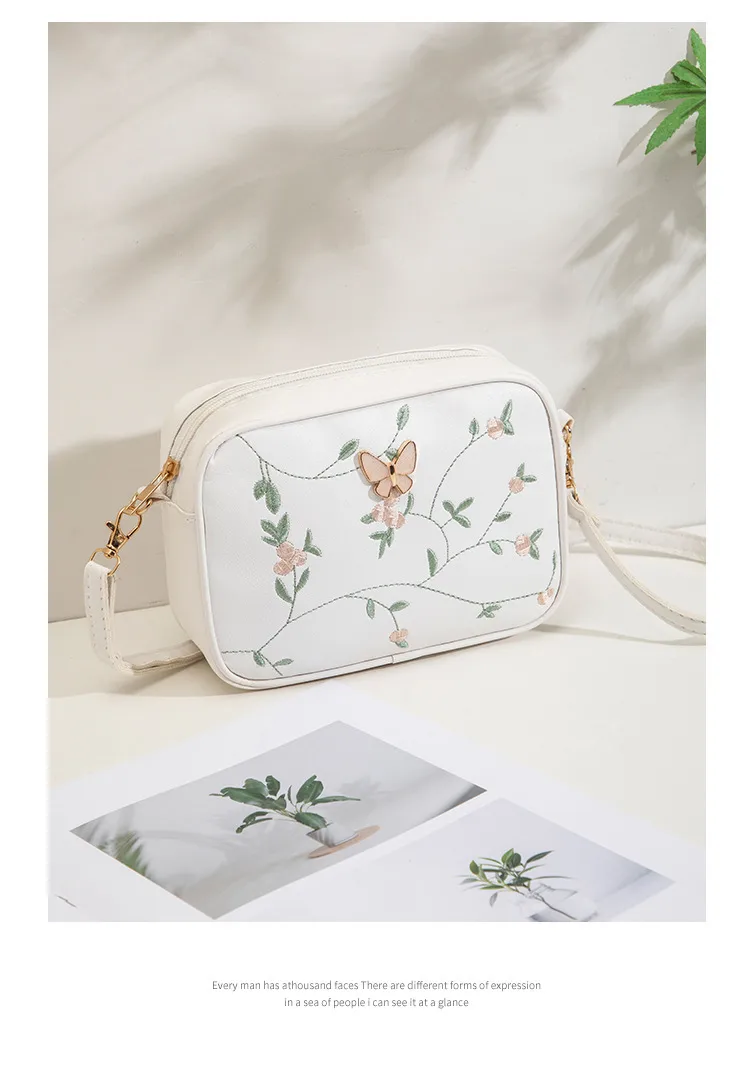 New Embroidered Shoulder Bag Women's Bag Summer Fresh And Cute Flower Crossbody Bag Butterfly Decoration Camera Bag display picture 13