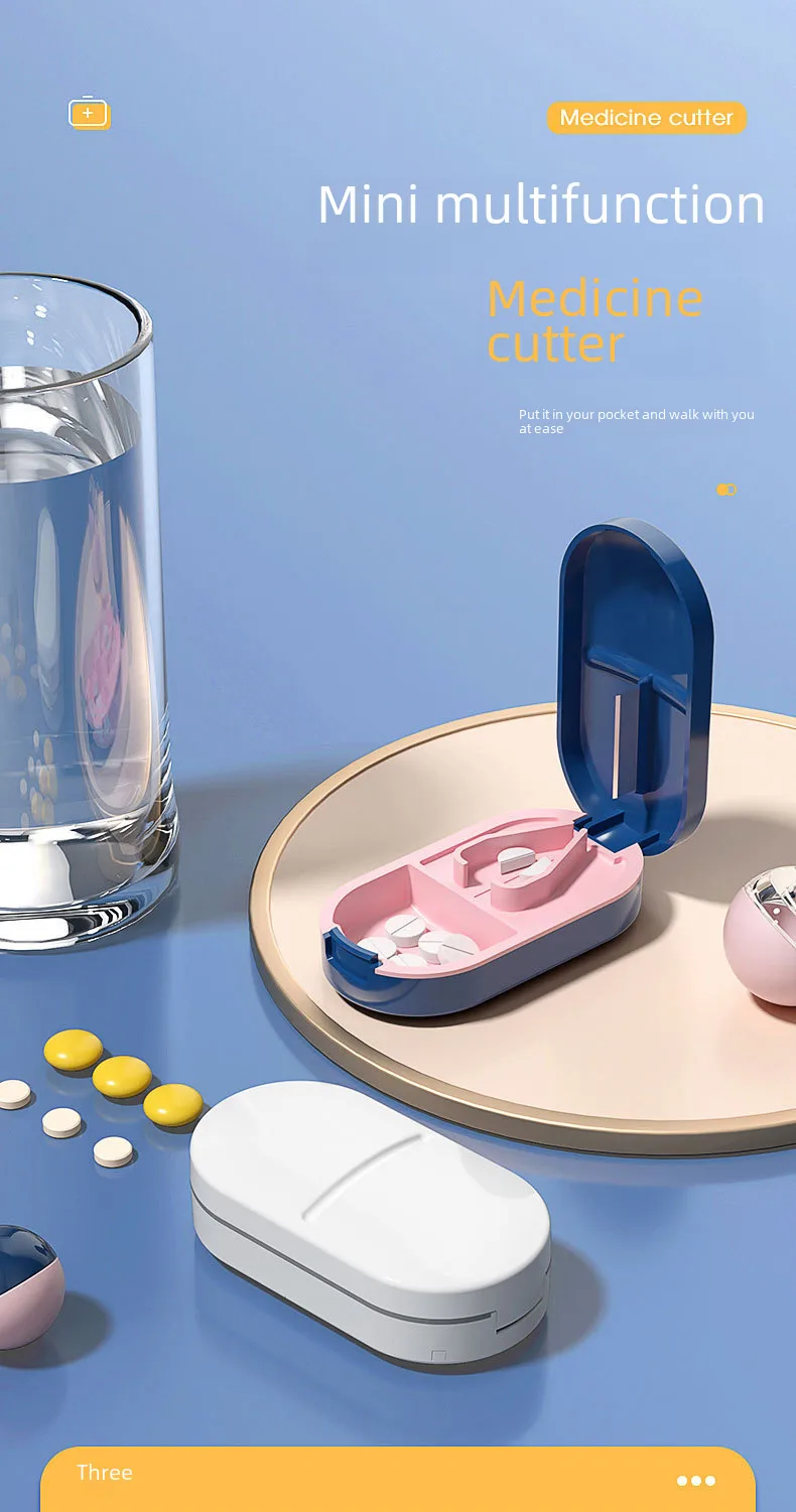 New Style Medicine Cutter Medicine Dispenser 1/4 Medicine Cutting Medicine One And Two Cutting Tablets Artifact Portable Medicine Storage Medicine Box display picture 1
