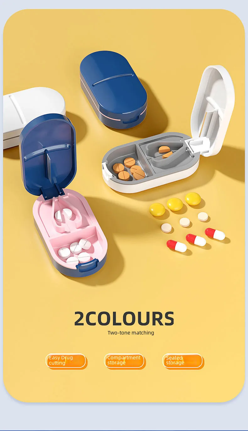 New Style Medicine Cutter Medicine Dispenser 1/4 Medicine Cutting Medicine One And Two Cutting Tablets Artifact Portable Medicine Storage Medicine Box display picture 3