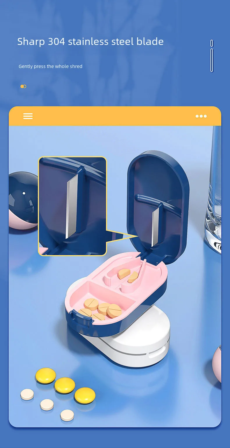 New Style Medicine Cutter Medicine Dispenser 1/4 Medicine Cutting Medicine One And Two Cutting Tablets Artifact Portable Medicine Storage Medicine Box display picture 4