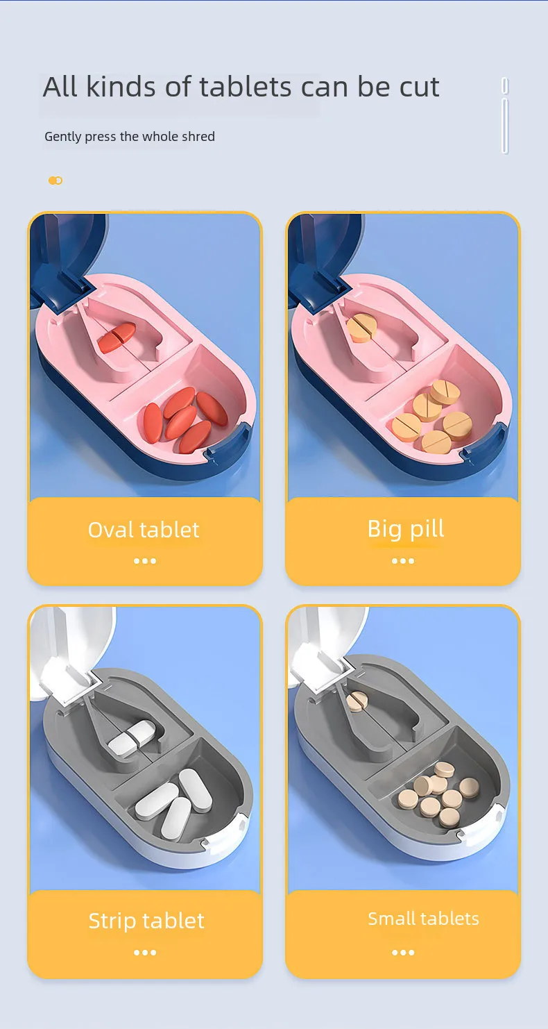 New Style Medicine Cutter Medicine Dispenser 1/4 Medicine Cutting Medicine One And Two Cutting Tablets Artifact Portable Medicine Storage Medicine Box display picture 5