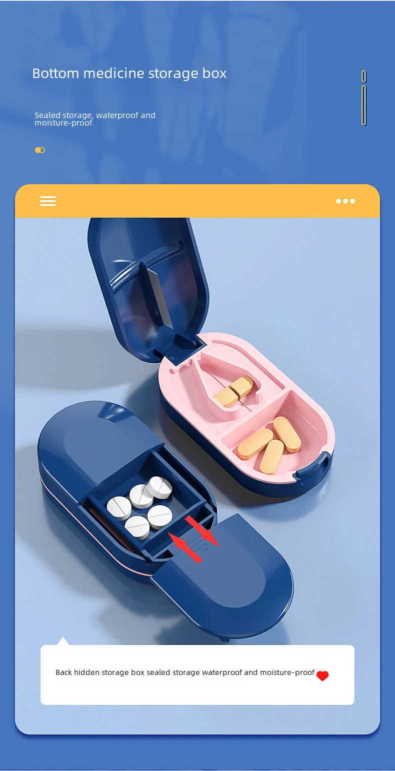 New Style Medicine Cutter Medicine Dispenser 1/4 Medicine Cutting Medicine One And Two Cutting Tablets Artifact Portable Medicine Storage Medicine Box display picture 8