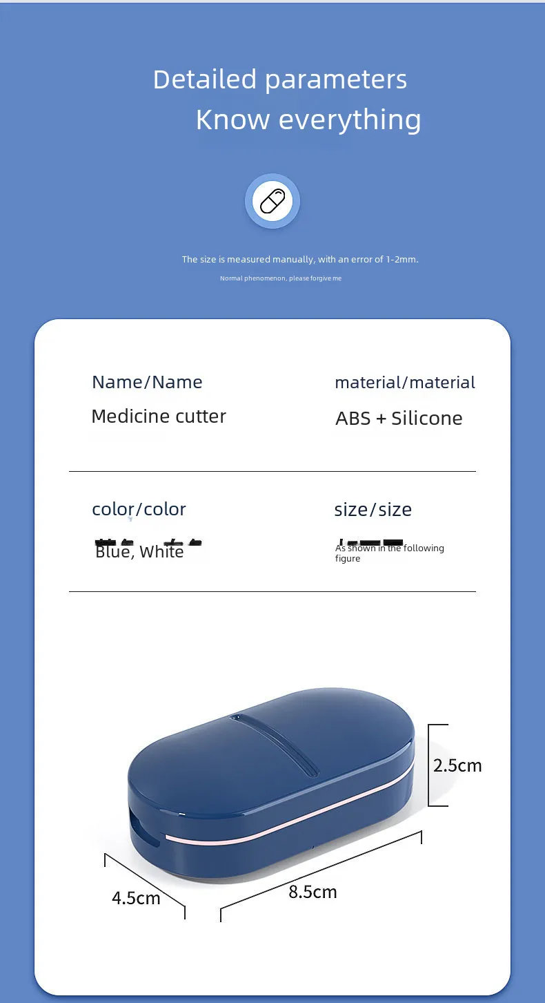 New Style Medicine Cutter Medicine Dispenser 1/4 Medicine Cutting Medicine One And Two Cutting Tablets Artifact Portable Medicine Storage Medicine Box display picture 10