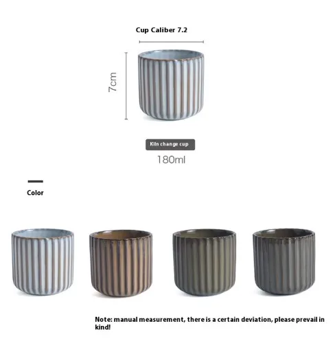 Creative Retro New Style Ceramic Tea Cup Wine Cup Kiln Change Clay Striped Tea Cup Hotel Household Water Cup With Logo display picture 1