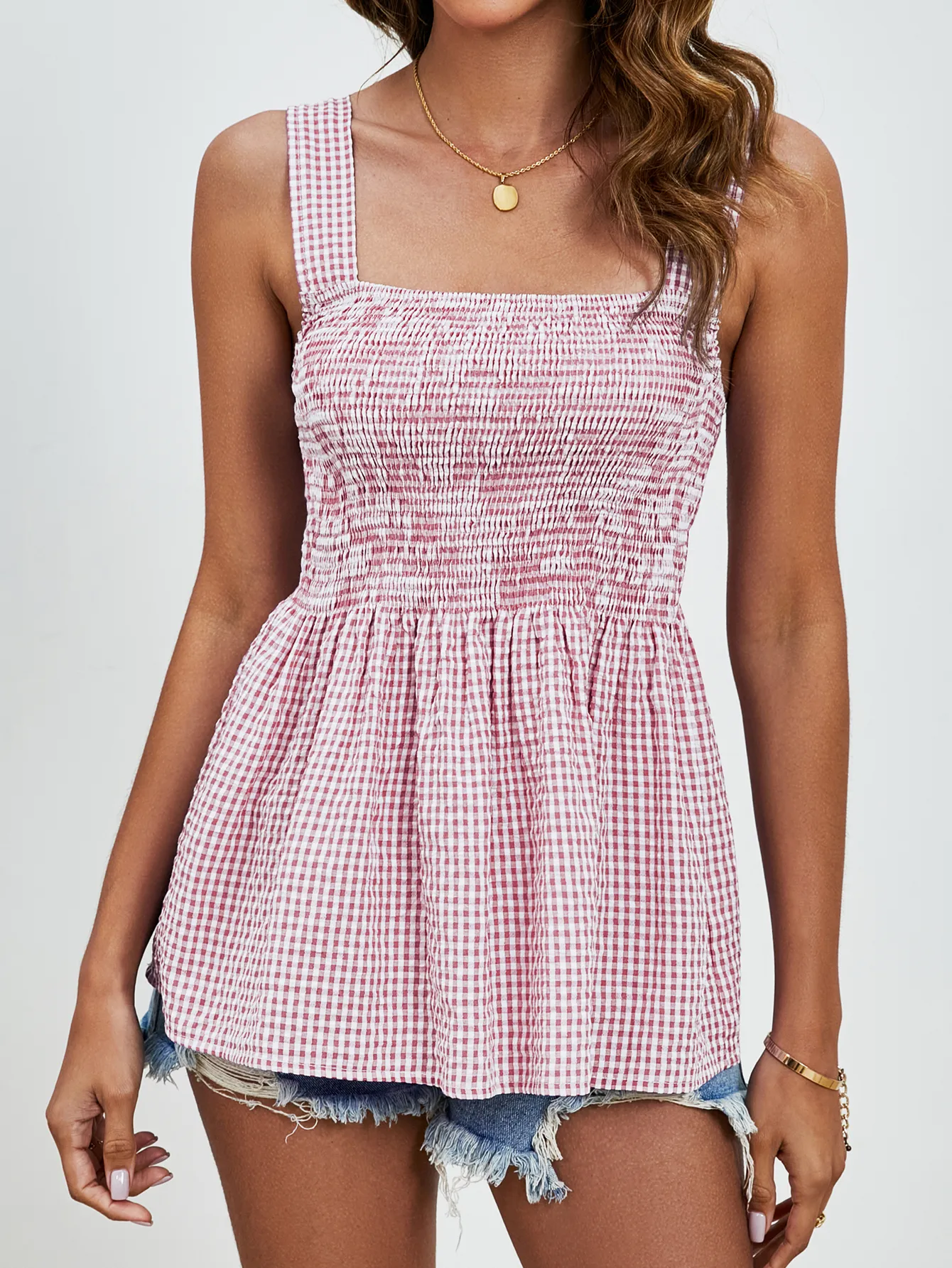 Women's Blouse Sleeveless Blouses Casual Sexy Romantic Plaid display picture 1