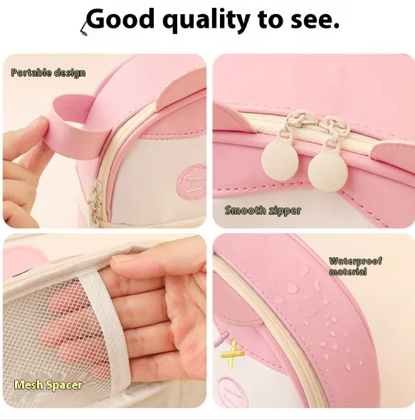 Large Capacity Pencil Bag Waterproof Storage Cosmetic Bag Student Stationery Bag PU Waterproof Bag Small Storage Bag Wholesale display picture 4