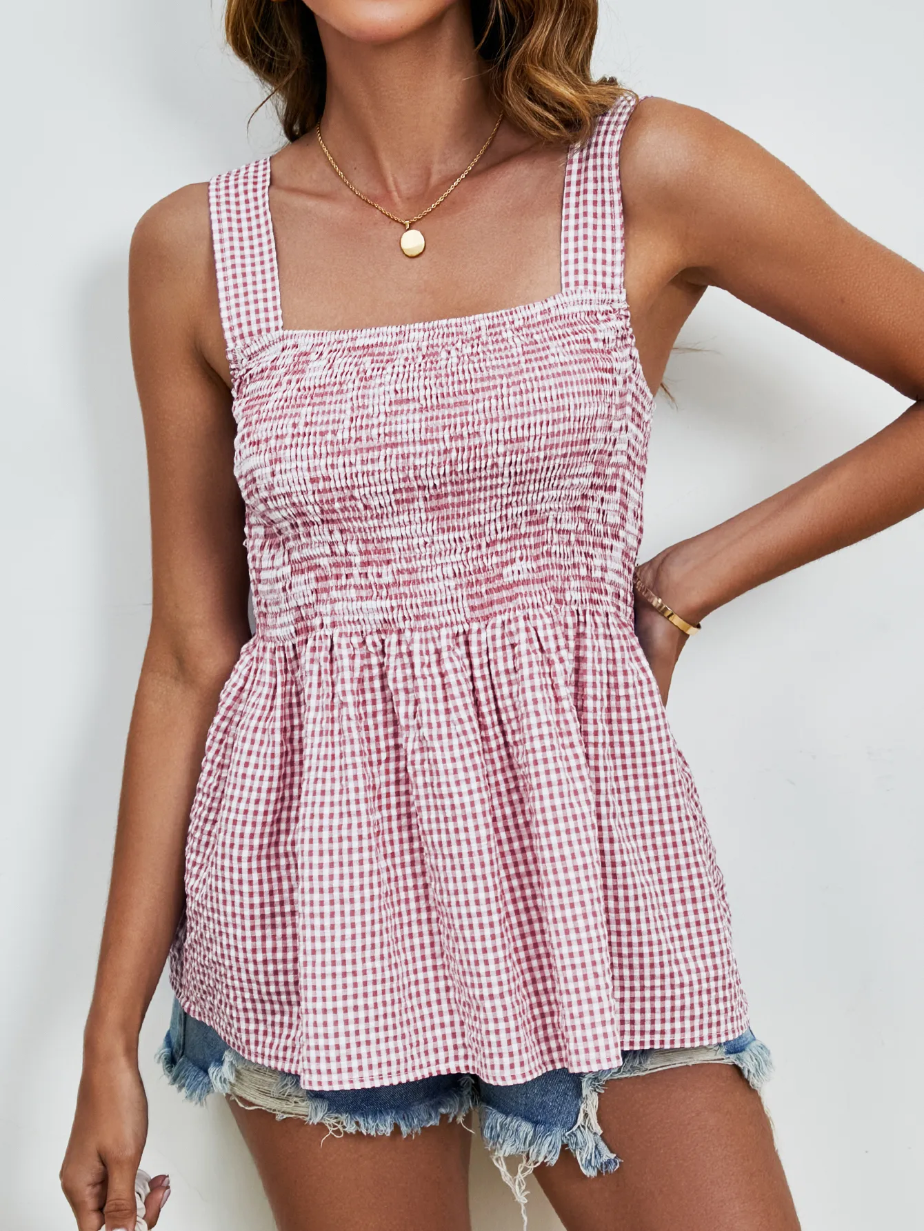 Women's Blouse Sleeveless Blouses Casual Sexy Romantic Plaid display picture 4