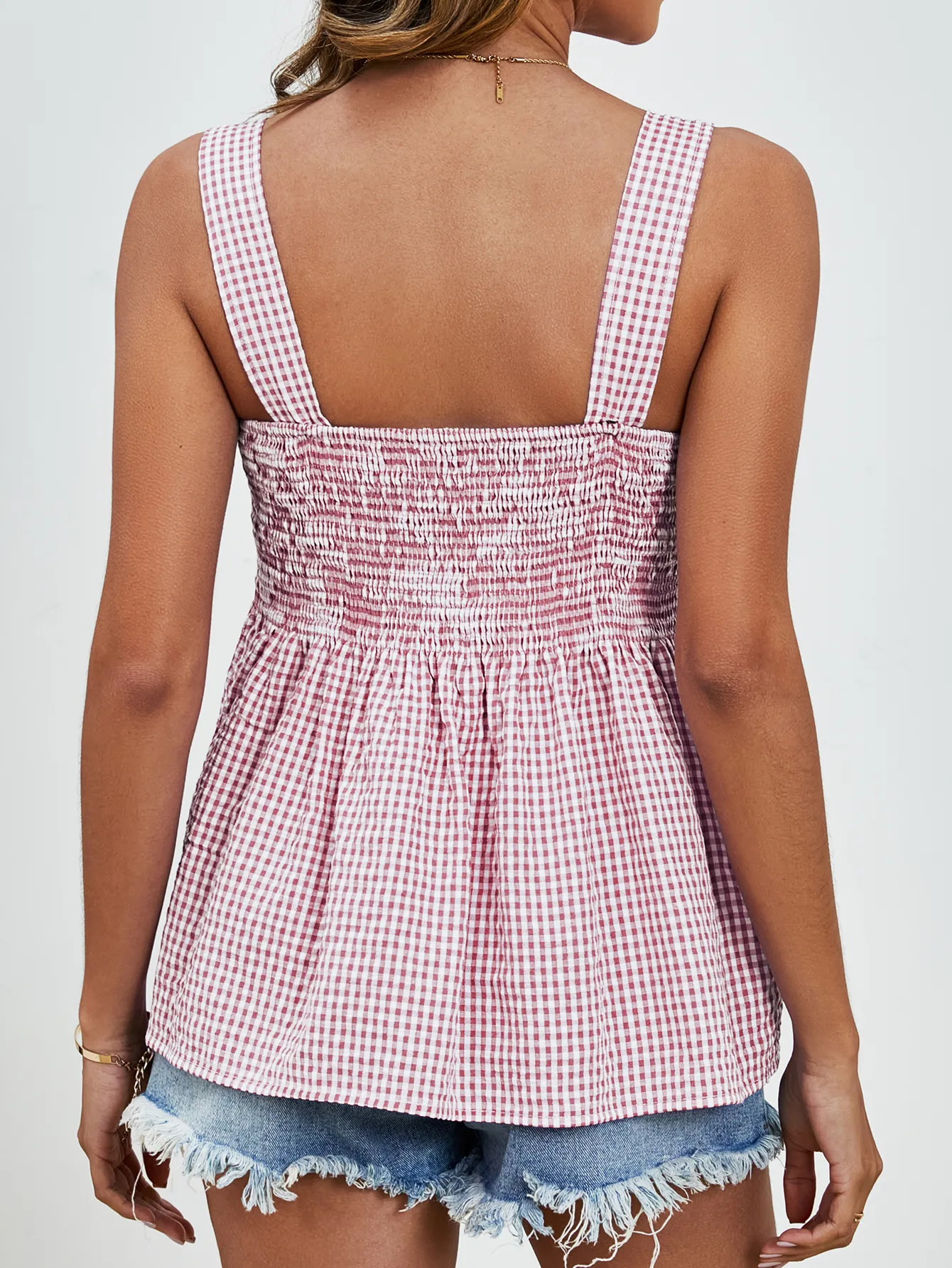 Women's Blouse Sleeveless Blouses Casual Sexy Romantic Plaid display picture 7