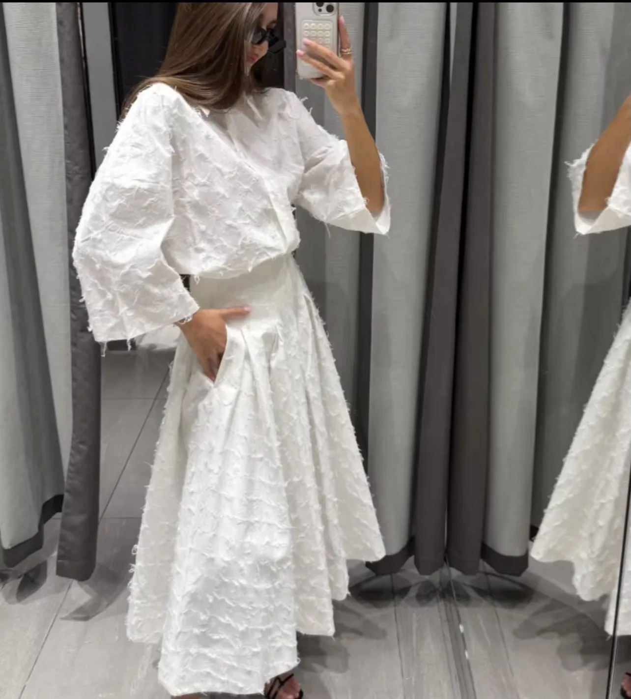 Holiday Selfie Street Women's Casual Elegant Streetwear Solid Color Cotton Polyester Skirt Co-ord Set Shorts Sets display picture 4