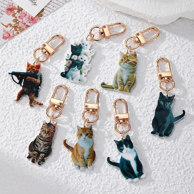 1 Piece Cartoon Style Cute Funny Cat Acrylic Alloy Bag Pendant display picture 1