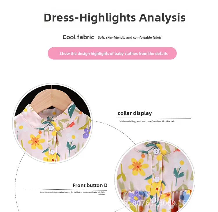 Girl's Floral Dress A- Shaped Western-style Cute Princess Dress Children's Eagles Dress Summer Dress Children's Class A Dress display picture 3