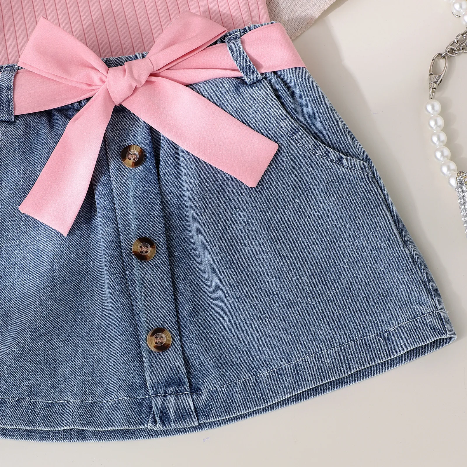 Foreign Trade  Europe And The United States Summer Multi-color Girls Suit Small And Medium-sized Children's Sleeveless Crew Neck Vest Denim Shorts New Products display picture 6