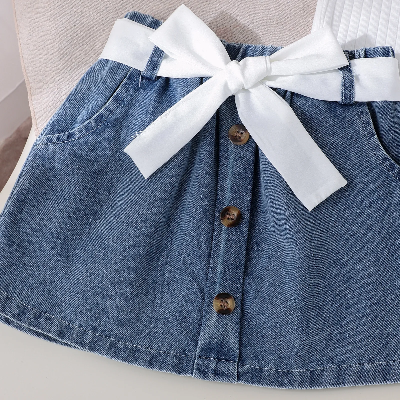 Foreign Trade  Europe And The United States Summer Multi-color Girls Suit Small And Medium-sized Children's Sleeveless Crew Neck Vest Denim Shorts New Products display picture 13