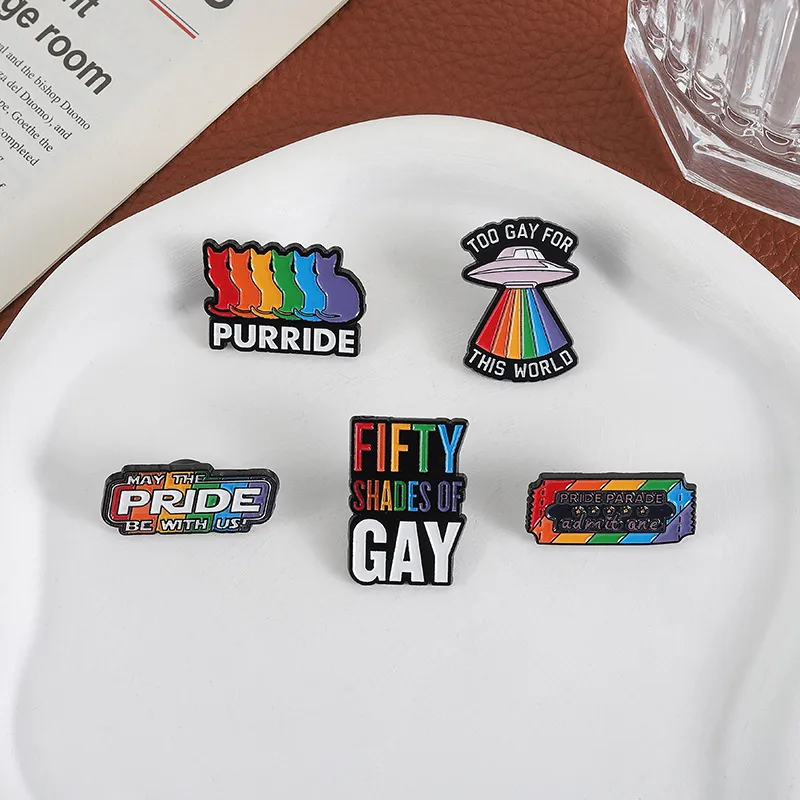 Cartoon Style Cute Streetwear Letter Rainbow Palm Alloy Stamping Stoving Varnish Plating Unisex Cartoon Pinback Badge Brooches Collar Pin display picture 13