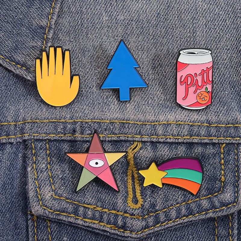 Cartoon Style Cute Streetwear Letter Rainbow Palm Alloy Stamping Stoving Varnish Plating Unisex Cartoon Pinback Badge Brooches Collar Pin display picture 5