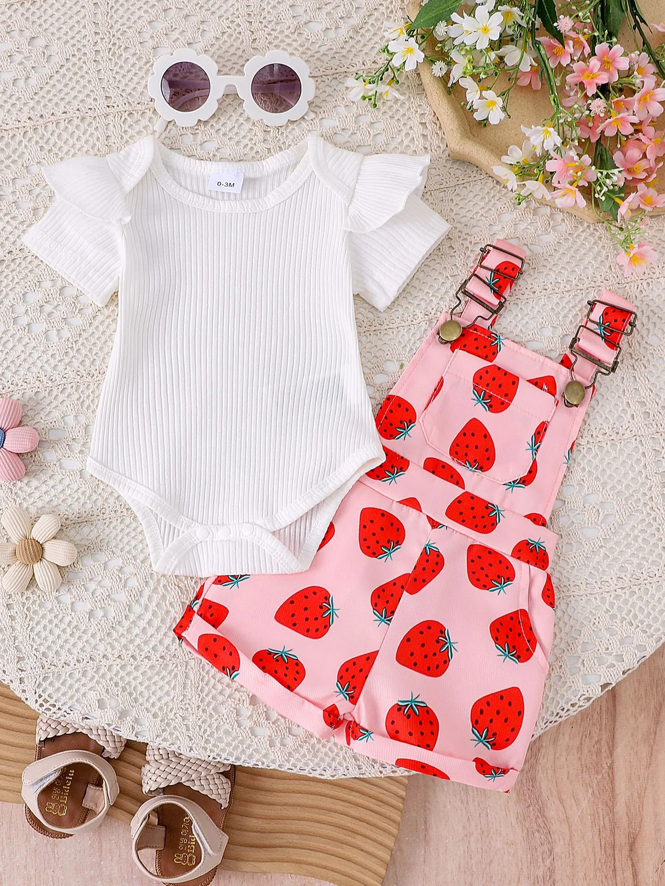 Foreign Trade  Europe And The United States Summer Girls Baby Girls Suit Baby Children's Flying Sleeve Short Sleeve Hare Printed Sleeve Pants display picture 3