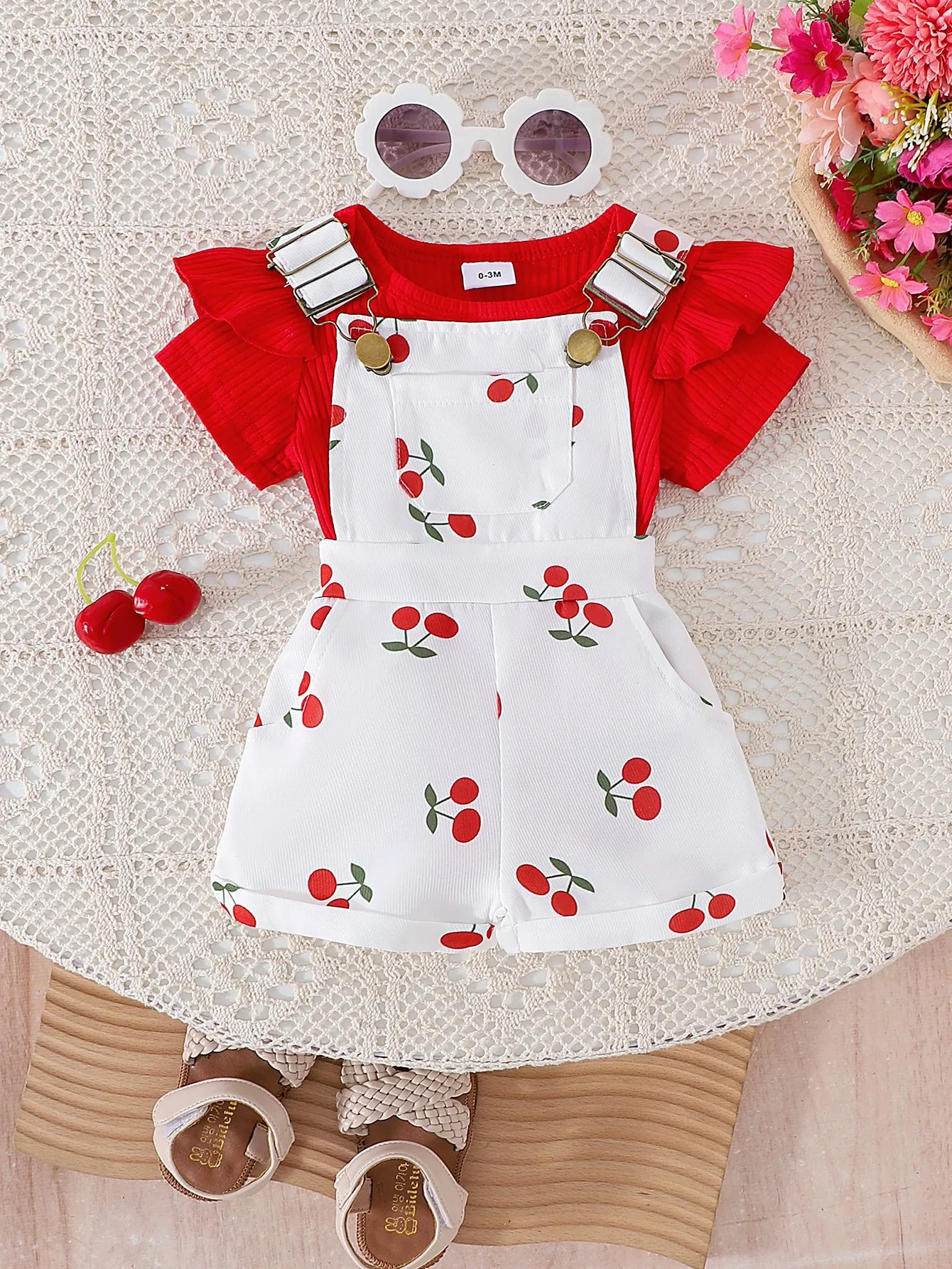 Foreign Trade  Europe And The United States Summer Girls Baby Girls Suit Baby Children's Flying Sleeve Short Sleeve Hare Printed Sleeve Pants display picture 10
