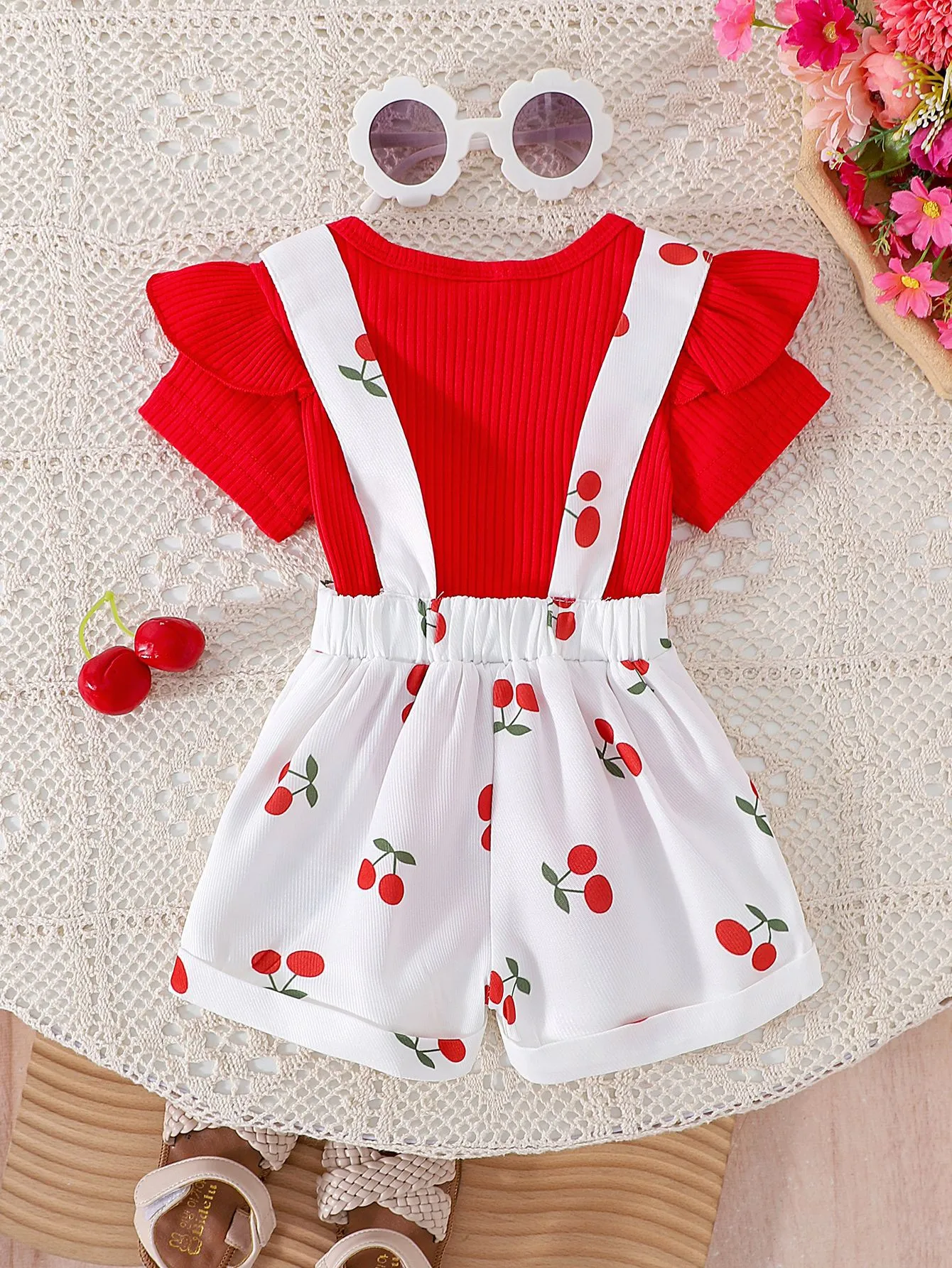 Foreign Trade  Europe And The United States Summer Girls Baby Girls Suit Baby Children's Flying Sleeve Short Sleeve Hare Printed Sleeve Pants display picture 11