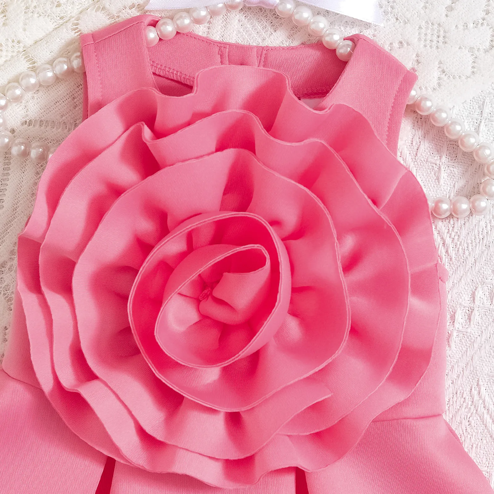 Hot Selling Children's Clothing  Girls Summer Sleeveless Oversized Flower Ruffled Dress Princess Dress Children's Suit display picture 6