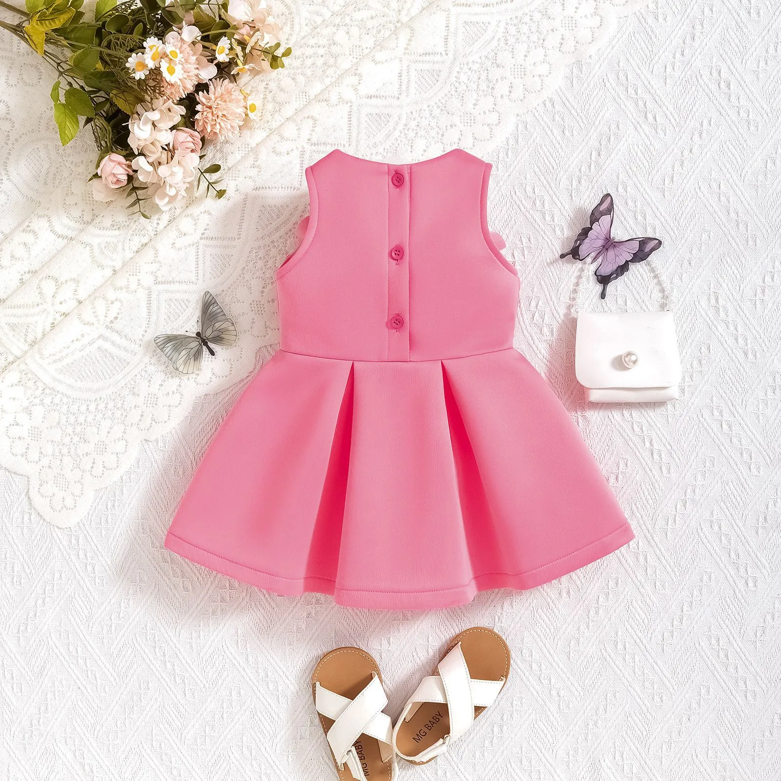 Hot Selling Children's Clothing  Girls Summer Sleeveless Oversized Flower Ruffled Dress Princess Dress Children's Suit display picture 4