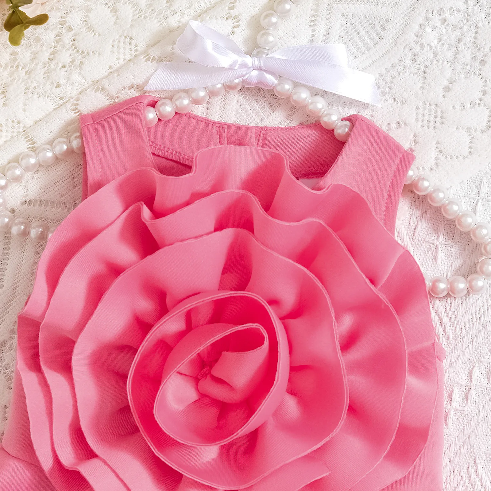 Hot Selling Children's Clothing  Girls Summer Sleeveless Oversized Flower Ruffled Dress Princess Dress Children's Suit display picture 5