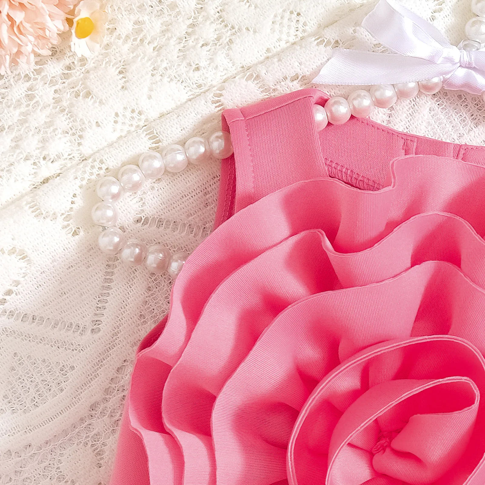Hot Selling Children's Clothing  Girls Summer Sleeveless Oversized Flower Ruffled Dress Princess Dress Children's Suit display picture 7