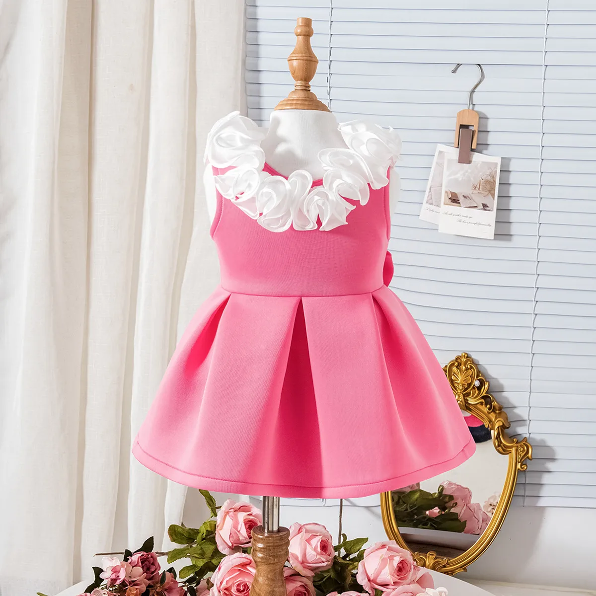 Europe And The United States Summer New Girls Suit Small And Medium-sized Children Baby Children Lace V-neck Bow Dress In Stock display picture 5