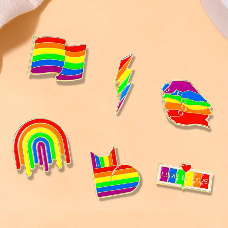 Cartoon Style Cute Streetwear Letter Rainbow Palm Alloy Stamping Stoving Varnish Plating Unisex Cartoon Pinback Badge Brooches Collar Pin display picture 14