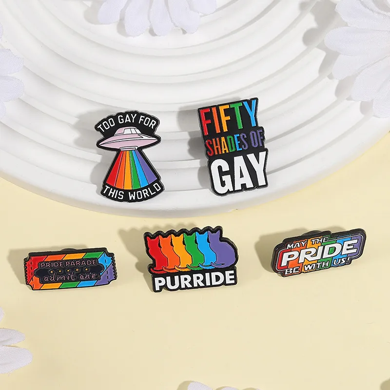 Cartoon Style Cute Streetwear Letter Rainbow Palm Alloy Stamping Stoving Varnish Plating Unisex Cartoon Pinback Badge Brooches Collar Pin display picture 16