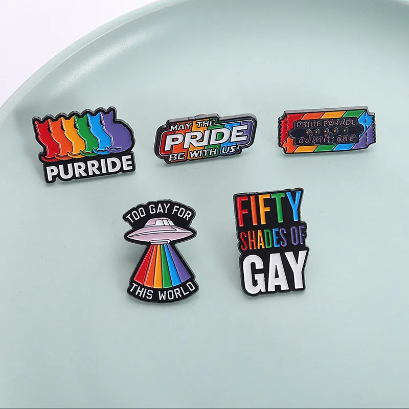 Cartoon Style Cute Streetwear Letter Rainbow Palm Alloy Stamping Stoving Varnish Plating Unisex Cartoon Pinback Badge Brooches Collar Pin display picture 15