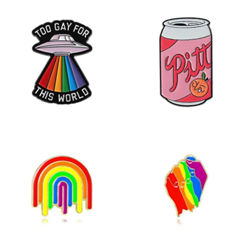 Cartoon Style Cute Streetwear Letter Rainbow Palm Alloy Stamping Stoving Varnish Plating Unisex Cartoon Pinback Badge Brooches Collar Pin display picture 20