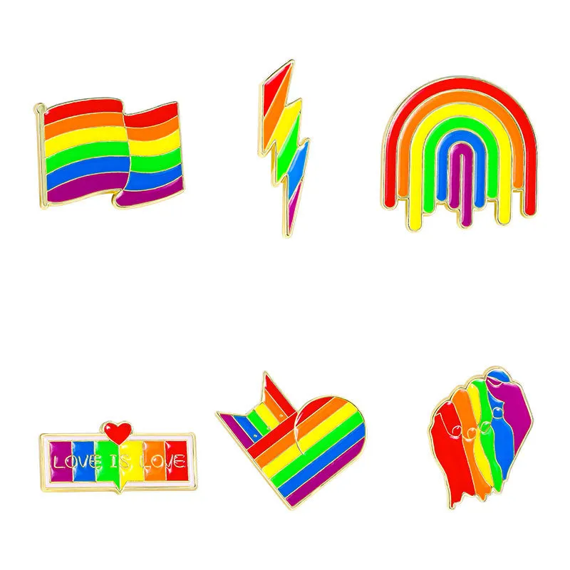 Cartoon Style Cute Streetwear Letter Rainbow Palm Alloy Stamping Stoving Varnish Plating Unisex Cartoon Pinback Badge Brooches Collar Pin display picture 24