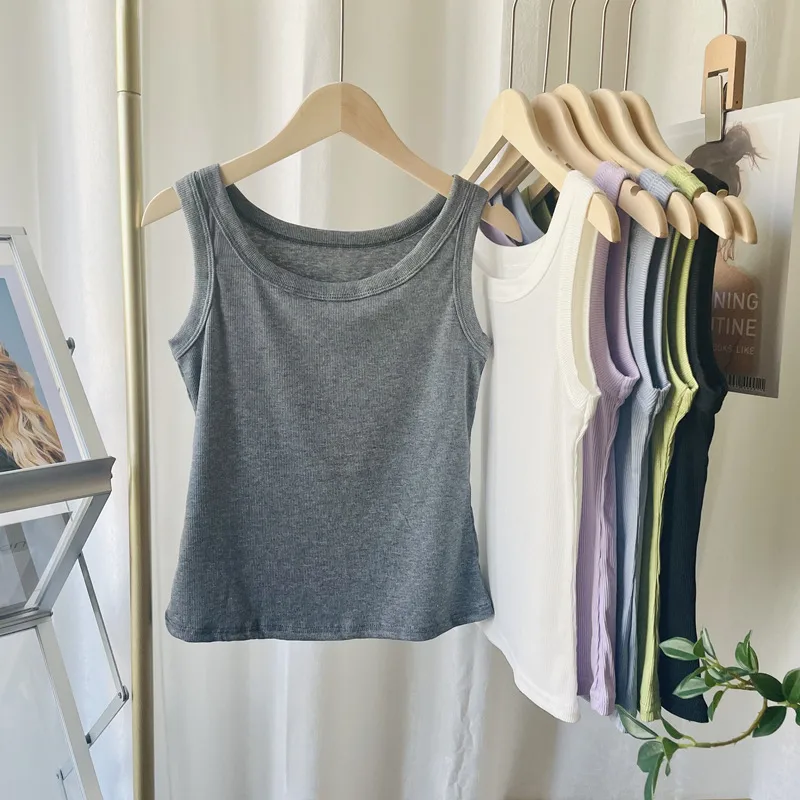 Threaded Cotton Vest  Spring New Slim Slimming Inner Beauty Back Cover Milk Anti-light Sling Women Wholesale display picture 5
