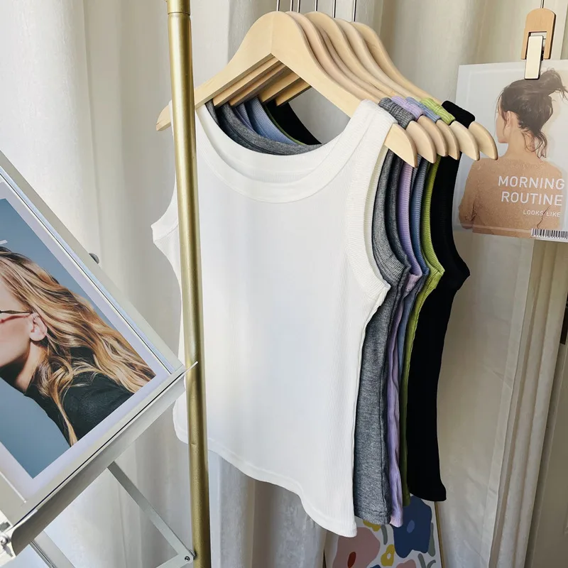 Threaded Cotton Vest  Spring New Slim Slimming Inner Beauty Back Cover Milk Anti-light Sling Women Wholesale display picture 8