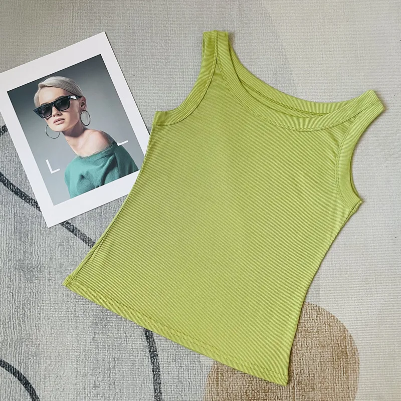Threaded Cotton Vest  Spring New Slim Slimming Inner Beauty Back Cover Milk Anti-light Sling Women Wholesale display picture 11