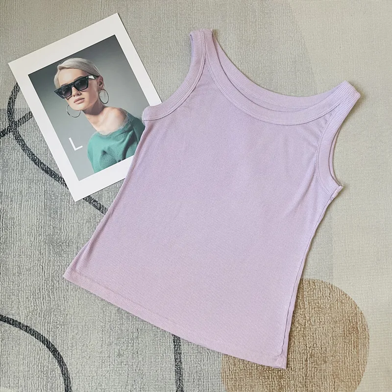 Threaded Cotton Vest  Spring New Slim Slimming Inner Beauty Back Cover Milk Anti-light Sling Women Wholesale display picture 13