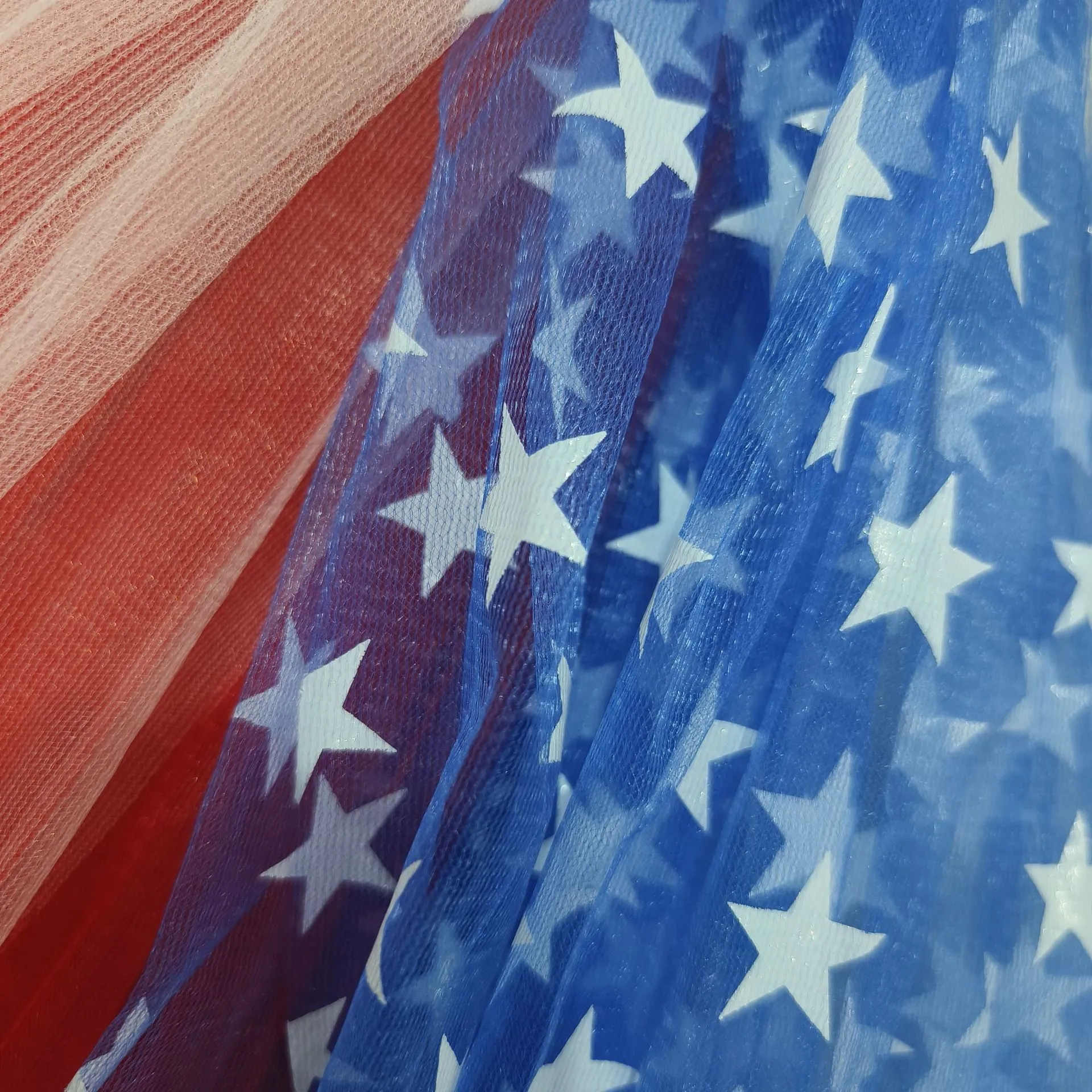 American Independence Day Adult Mesh Skirt Tutu Skirt Sequin Five-pointed Star Three-layer Color-block Pontoon Skirt display picture 6