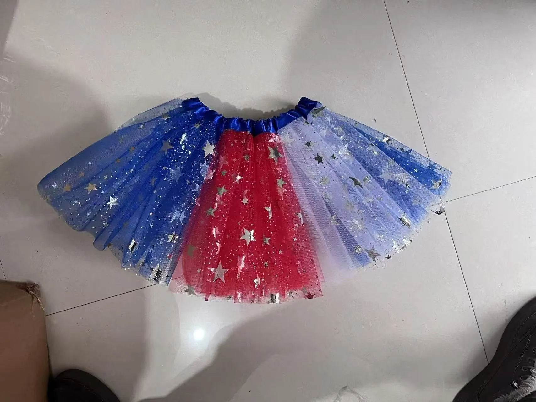 American Independence Day Adult Mesh Skirt Tutu Skirt Sequin Five-pointed Star Three-layer Color-block Pontoon Skirt display picture 12