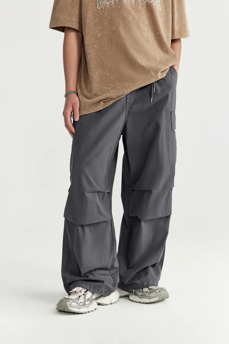 Jie Zhan Men's Wear | Regarments Washed Wide Leg Crane Pants  Spring And Summer New Asut Dye Street Loose Leisure display picture 3