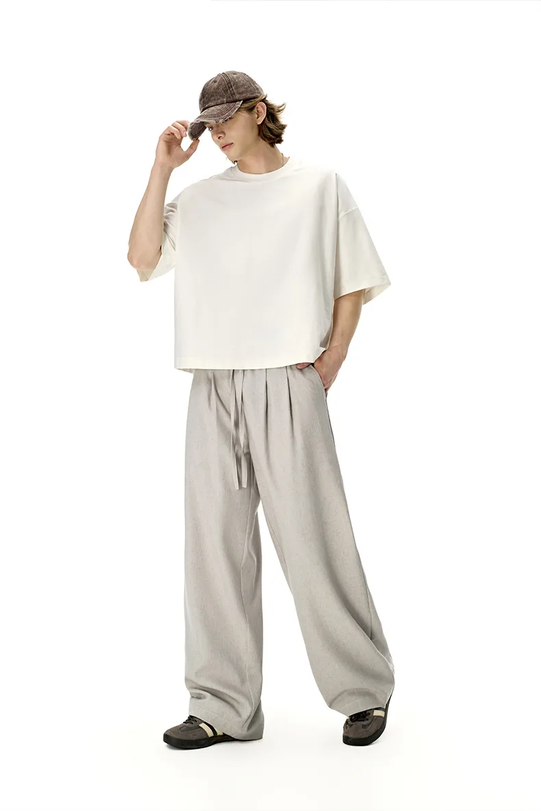 Jiezhan Men's Wear | Linen Old Money Straight Leg Pants  Spring And Summer New Fashion Brand Casual Loose Solid Color Men's Pants display picture 3