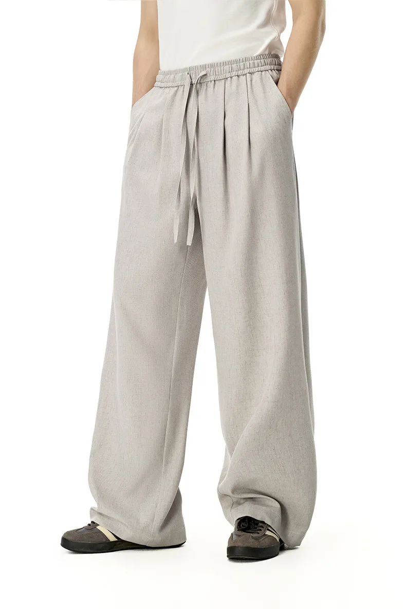 Jiezhan Men's Wear | Linen Old Money Straight Leg Pants  Spring And Summer New Fashion Brand Casual Loose Solid Color Men's Pants display picture 5