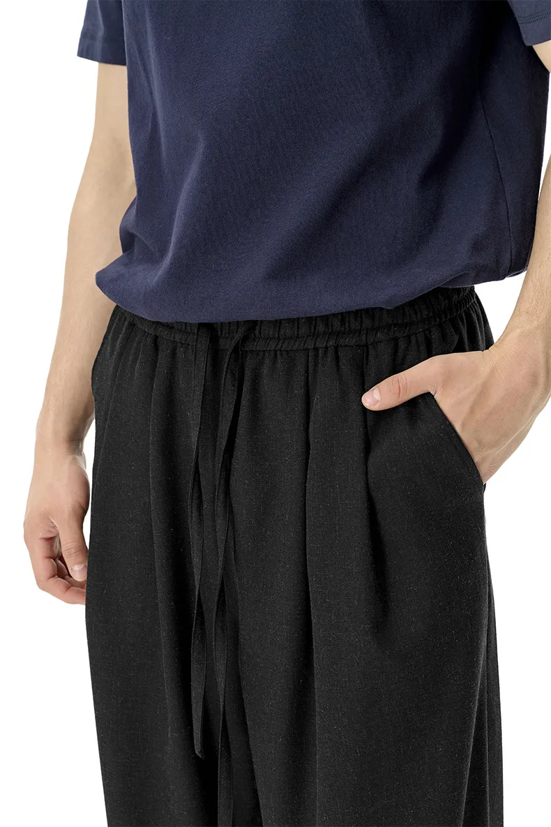 Jiezhan Men's Wear | Linen Old Money Straight Leg Pants  Spring And Summer New Fashion Brand Casual Loose Solid Color Men's Pants display picture 15