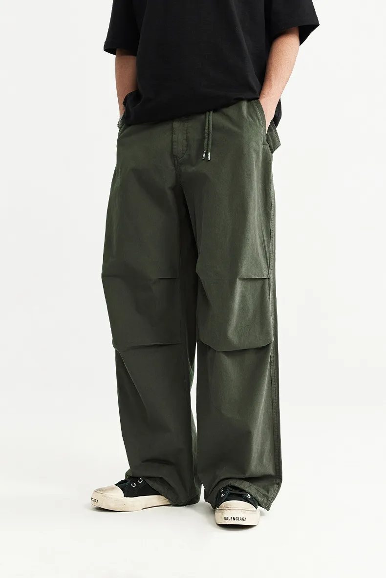 Jie Zhan Men's Wear | Clothing Wash Water Wide Leg Paratrooper Pants  Spring/Summer New Asut Dye Large Pocket Crane Pants display picture 4