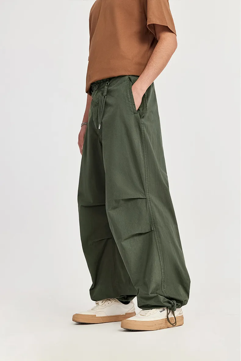 Jie Zhan Men's Wear | Clothing Wash Water Wide Leg Paratrooper Pants  Spring/Summer New Asut Dye Large Pocket Crane Pants display picture 5