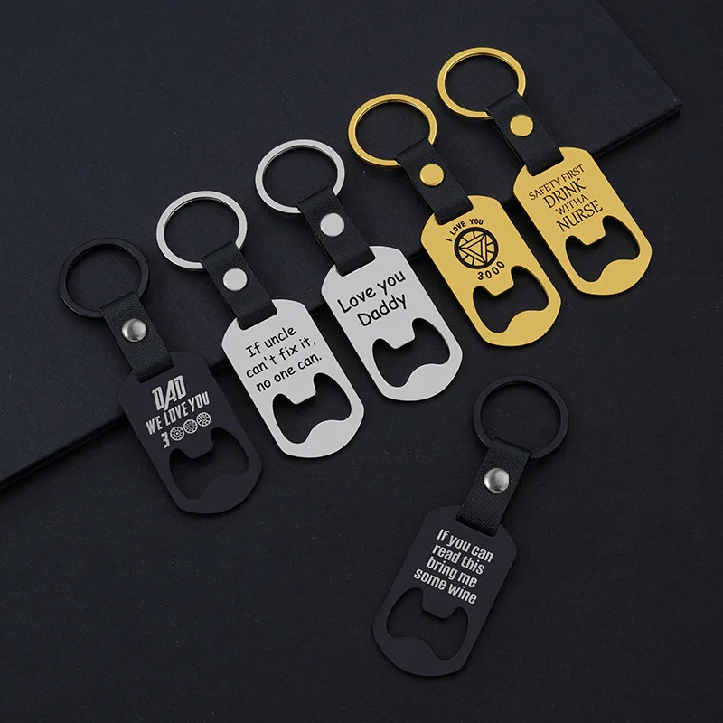 Metallic Leather Keychain   Father's Day Family Commemorative Holiday Gift Engraving Keychain display picture 3